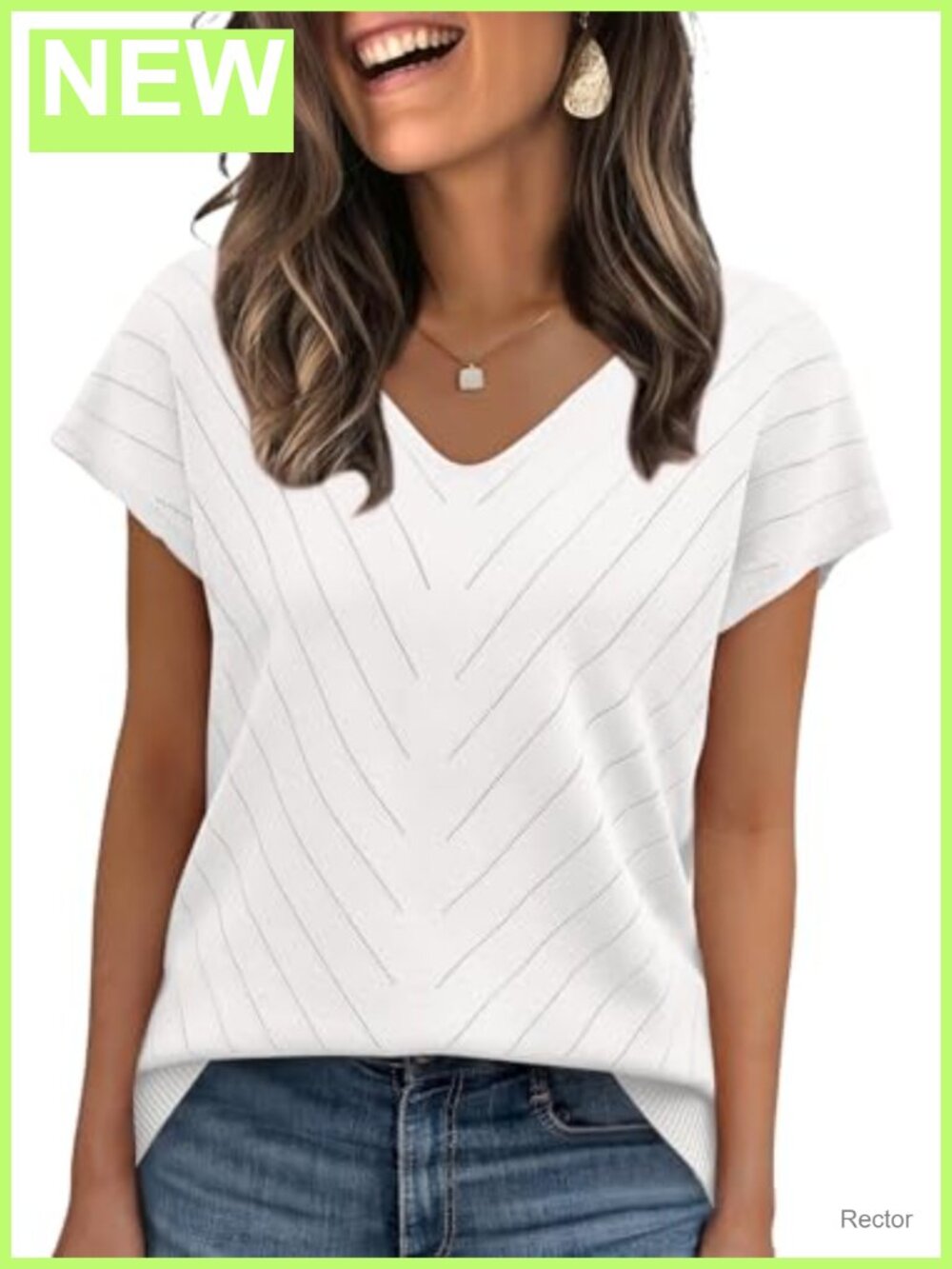 Womens V Neck Cap Short Sleeve Sweater Trendy Summer Business Casual Top